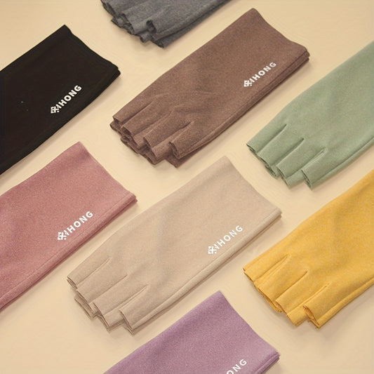 Self-Heating Fleece Winter Gloves - Stretchable Half-Finger Touchscreen Coldproof Warm Gloves