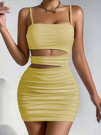 Solid Hollow Bodycon Cami Dress