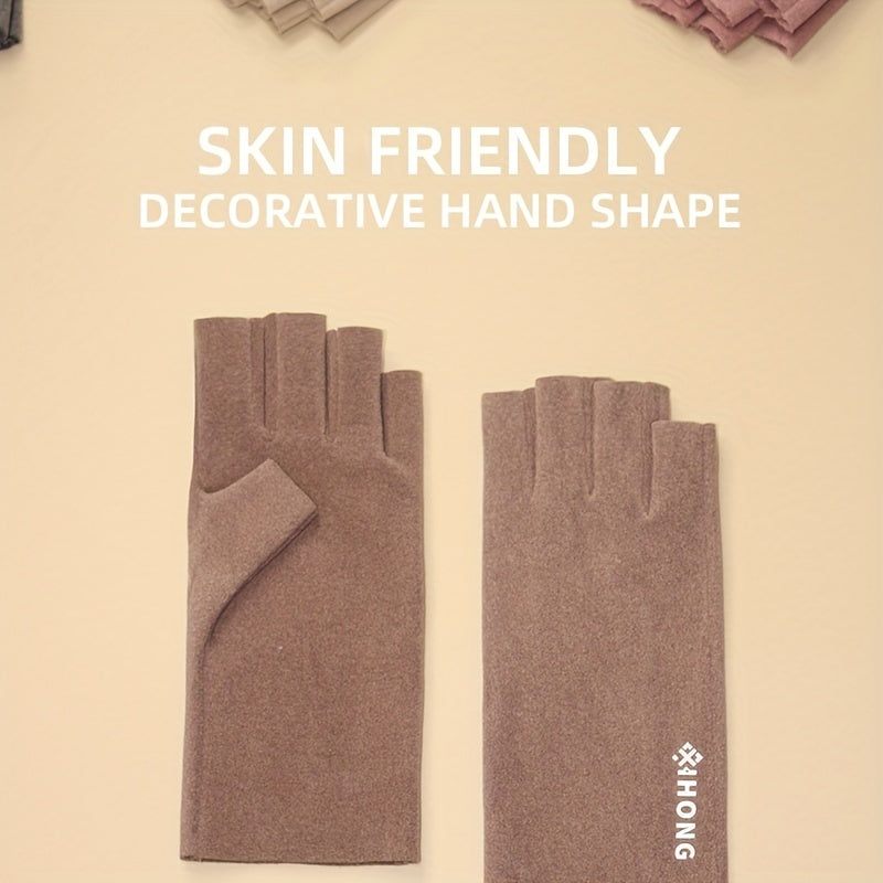 Self-Heating Fleece Winter Gloves - Stretchable Half-Finger Touchscreen Coldproof Warm Gloves