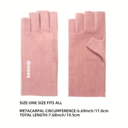 Self-Heating Fleece Winter Gloves - Stretchable Half-Finger Touchscreen Coldproof Warm Gloves