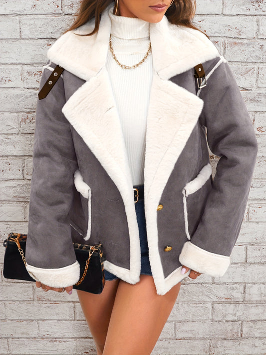 Cozy Lapel Plush Jacket – Warm Winter Casual Outerwear