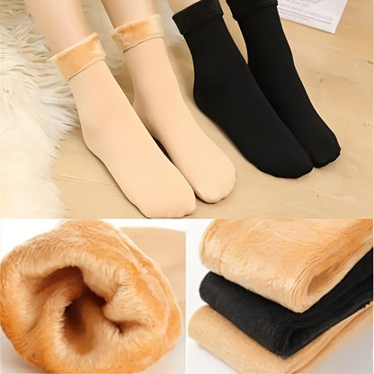 1/5/10 Pairs Thermal Warm Socks - Solid Color Comfortable Elastic Winter Snow Socks