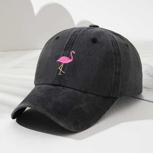 Flamingo Embroidered Unisex Baseball Cap - Vintage Adjustable Sun Hat - Soft Dad Hat