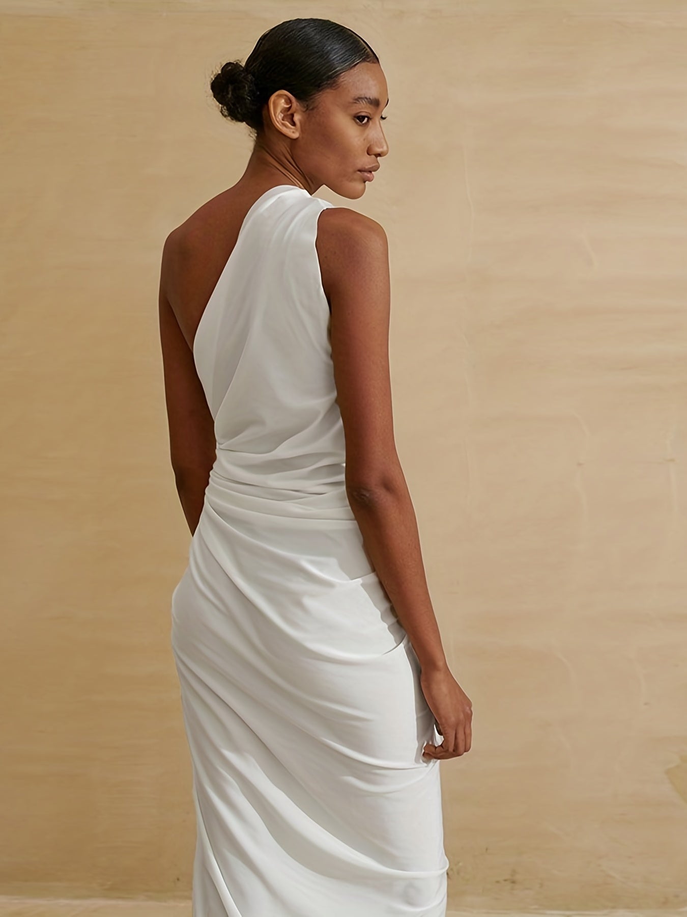 Asymmetrical Ruched Dress - Sexy One Shoulder Beachwear