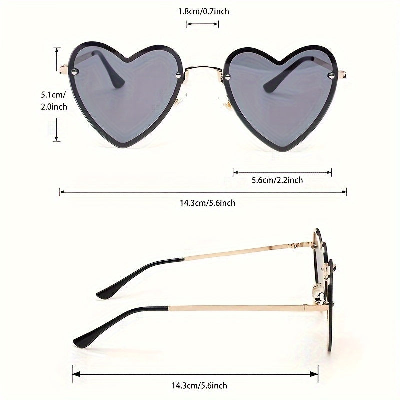 Heart-Shaped Metal Frame Anti-Glare Fashion Sunglasses