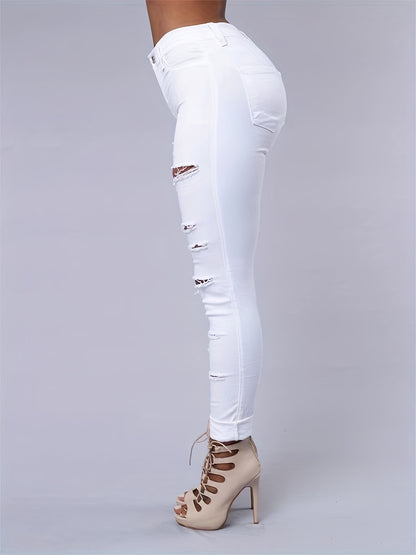 Slim Fit Denim Pants with Zipper Button Closure